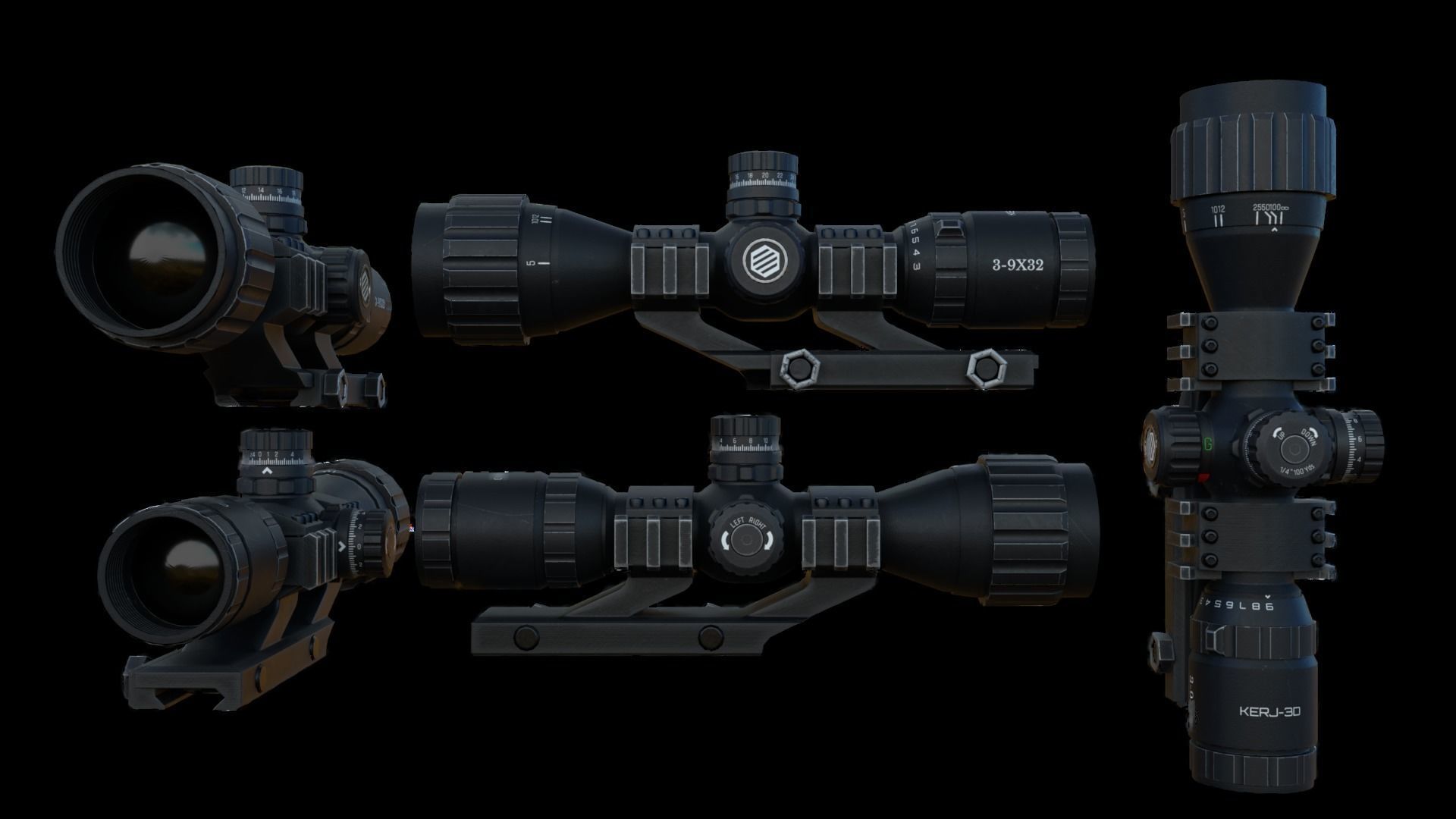 Scope 3X-9X Zoom Low-poly 3D model_7
