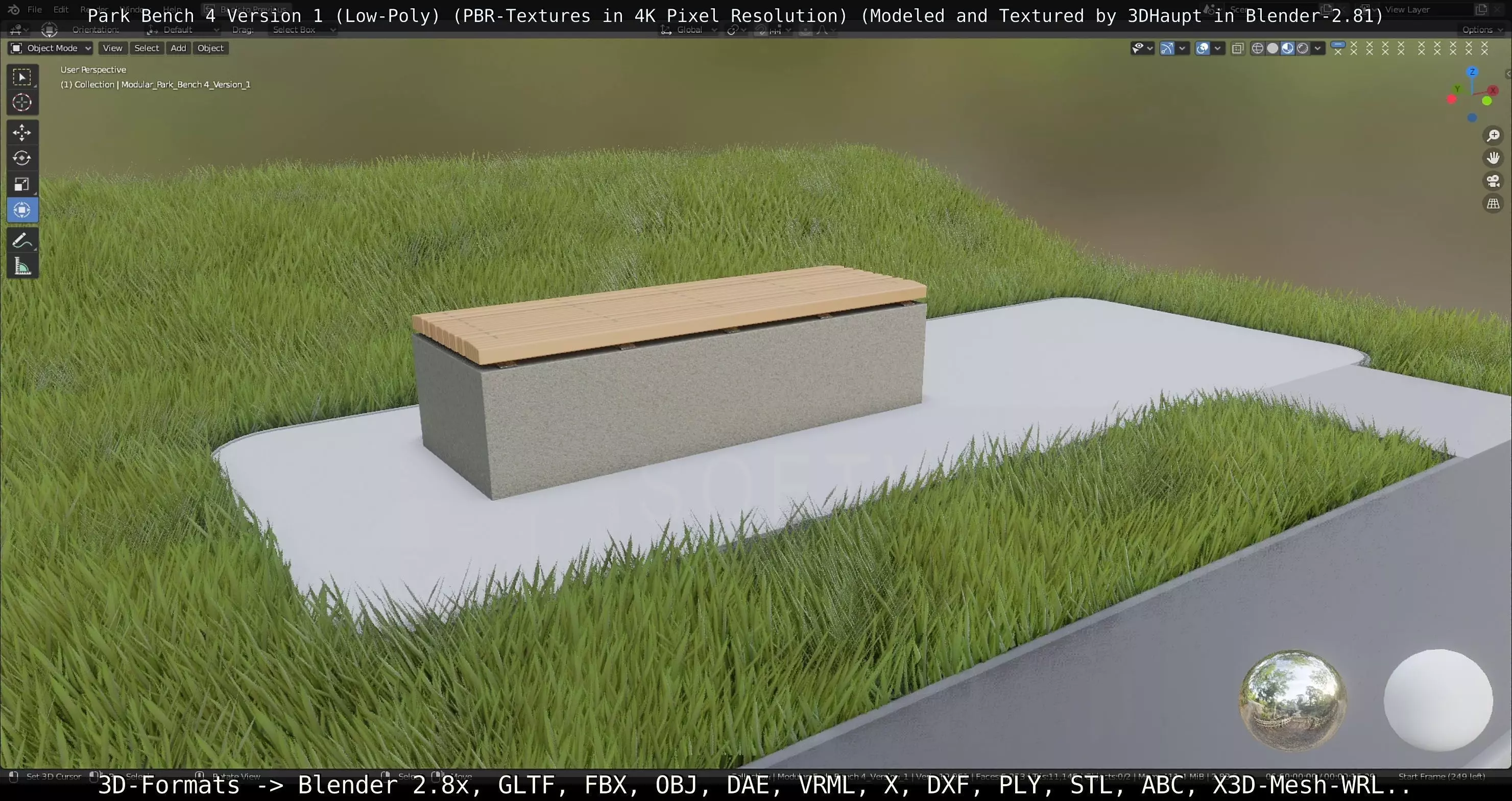 Park Bench -4- Version 1 Low-poly 3D model