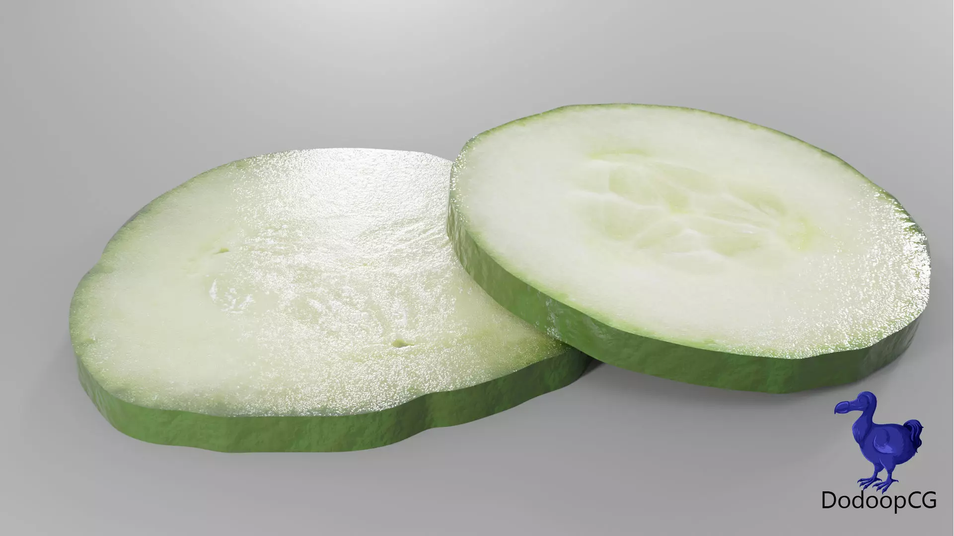 Cucumber Slice - 2 Variations PBR 3D Model Low-poly 3D model_1