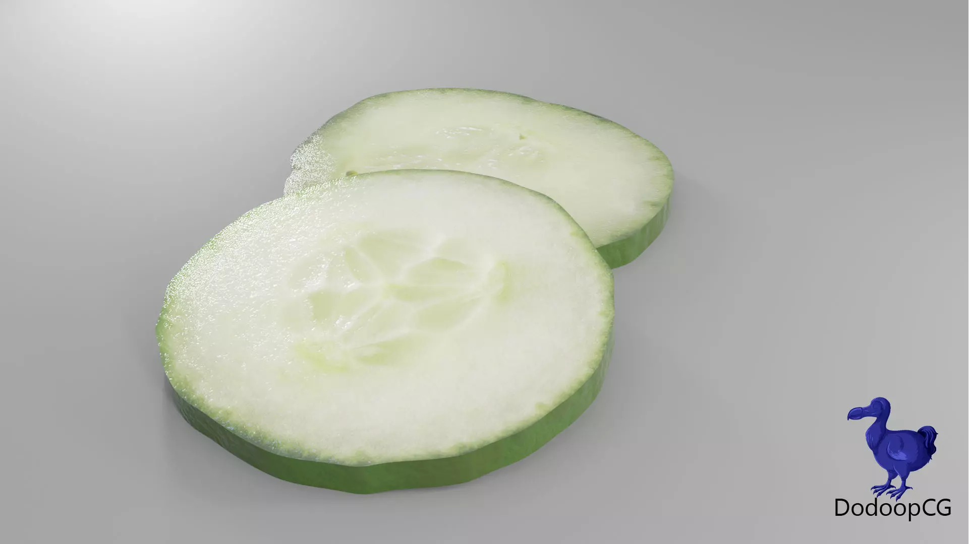 Cucumber Slice - 2 Variations PBR 3D Model Low-poly 3D model_2