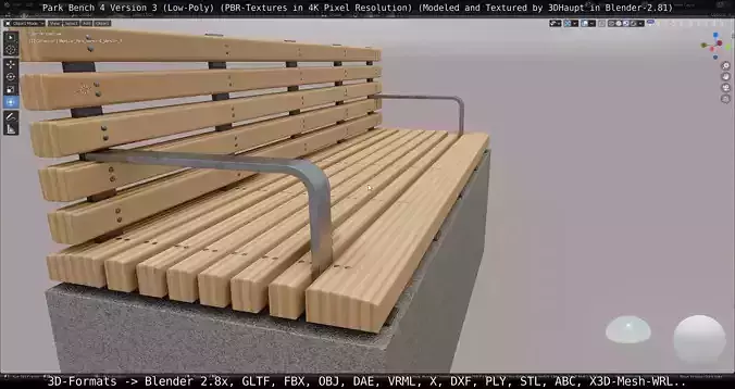 Park Bench -4- Version 3 Low-poly 3D model