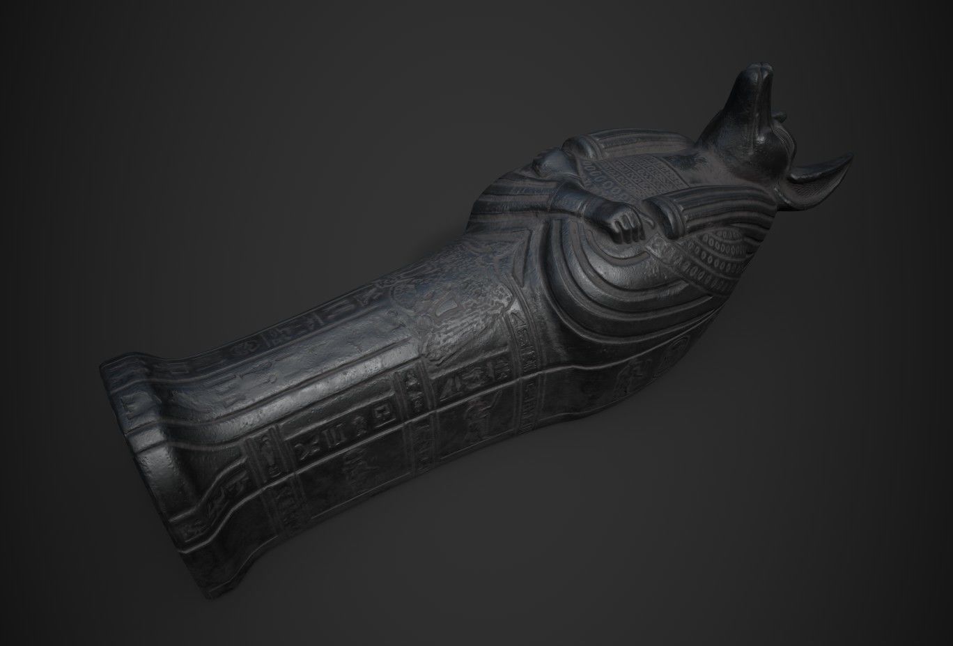 Anubis Sarcophagus statue Low-poly 3D model_3