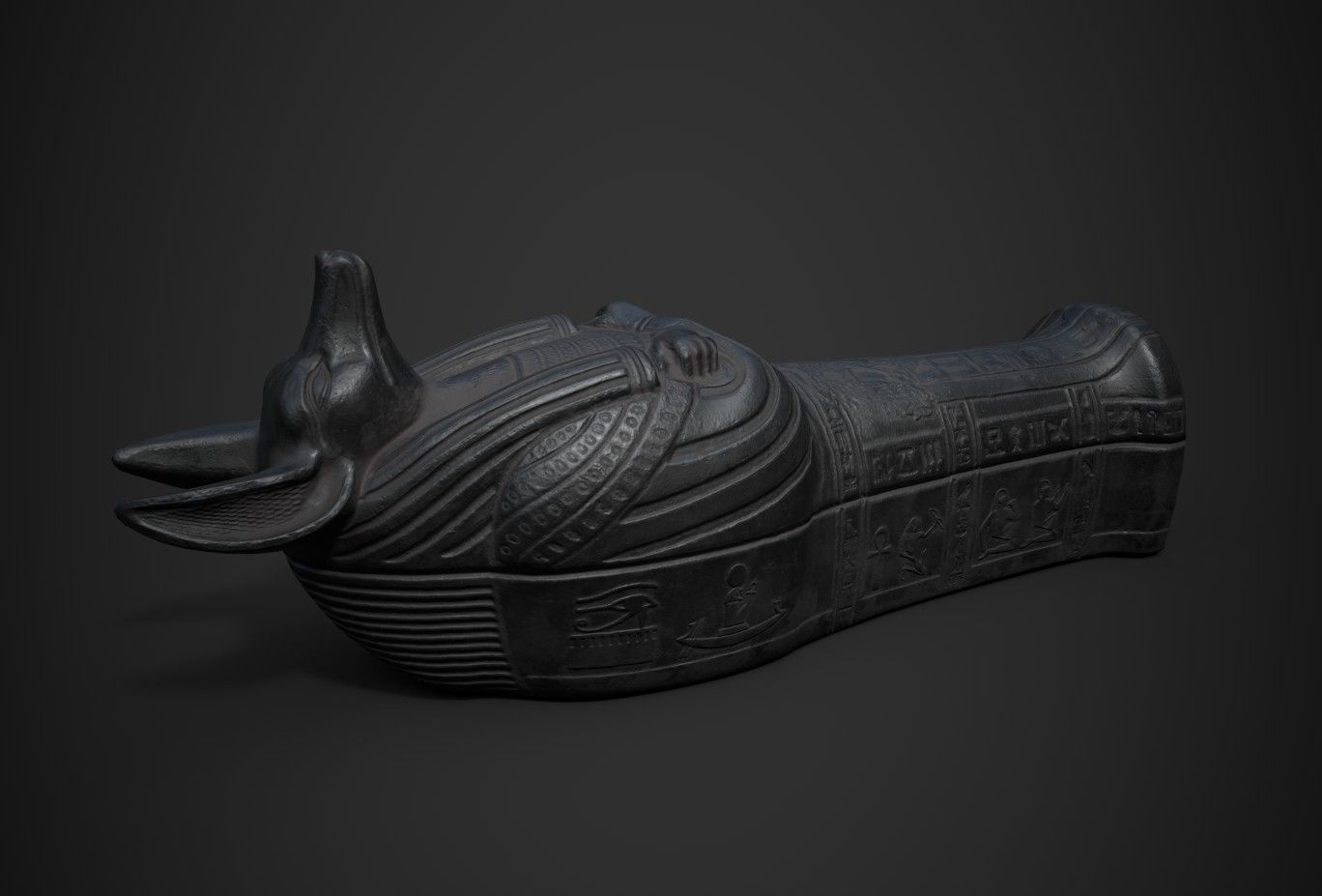 Anubis Sarcophagus statue Low-poly 3D model_5