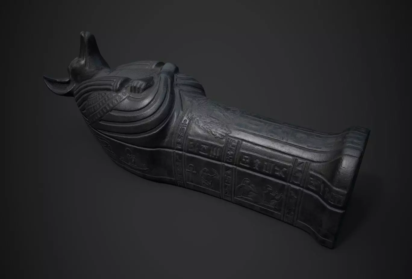 Anubis Sarcophagus statue Low-poly 3D model_0