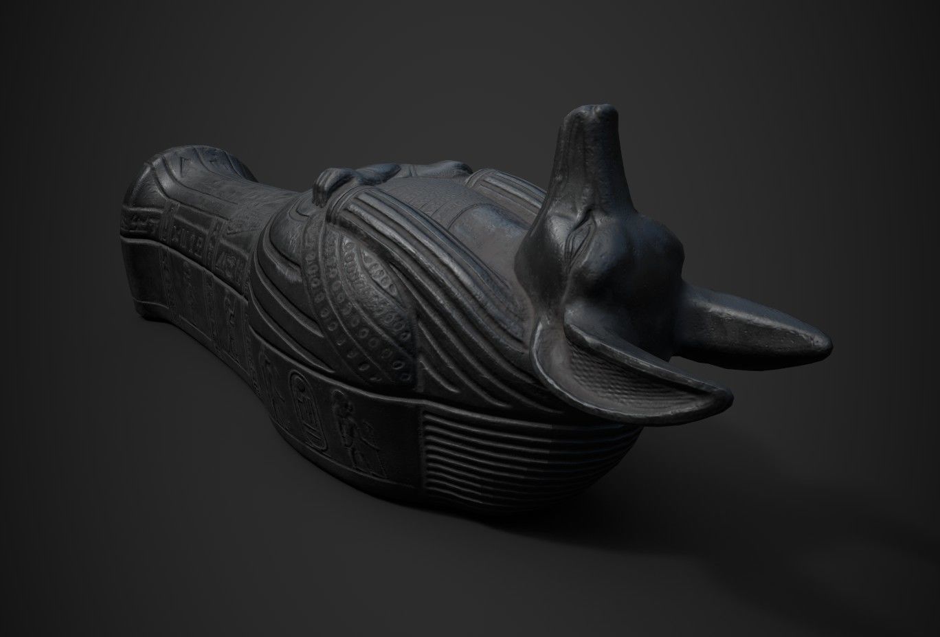 Anubis Sarcophagus statue Low-poly 3D model_4