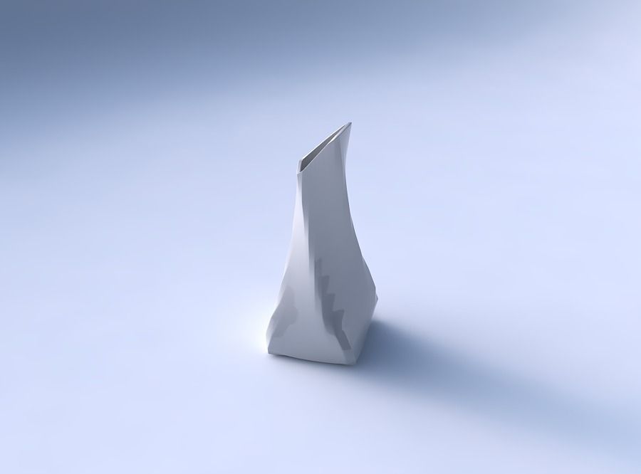 Vase twisted squeezed and bent quadratic with uniform polygons 3D print model_3