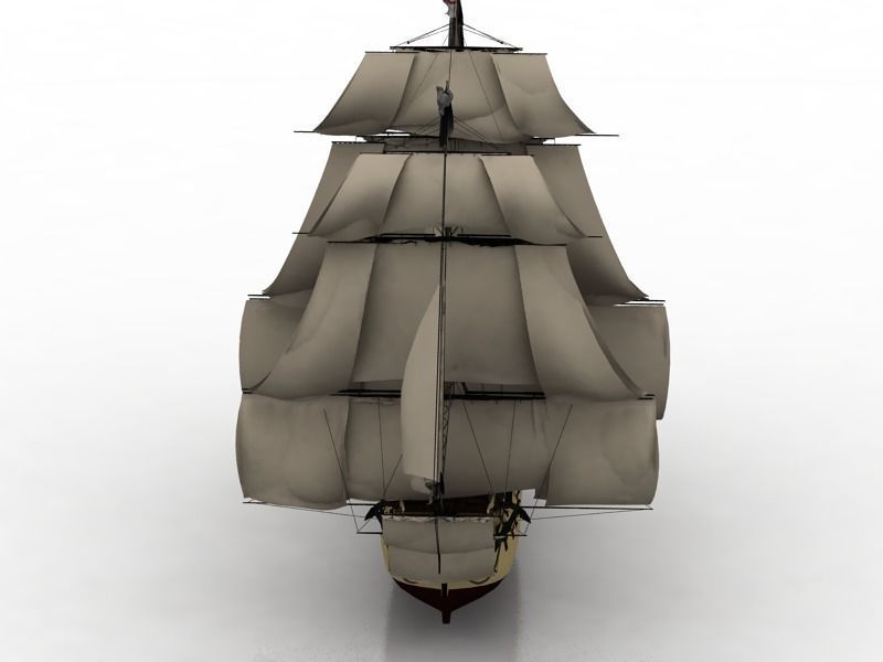 sailing fregatte old ancient 3D model_3