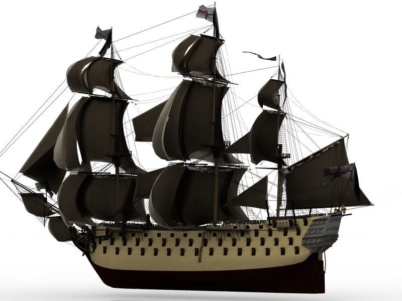 sailing fregatte old ancient 3D model_6