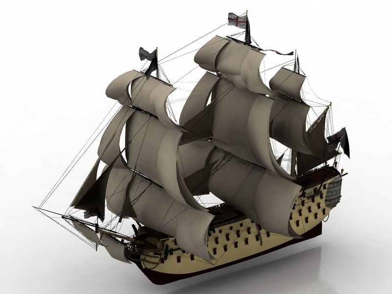 sailing fregatte old ancient 3D model_4