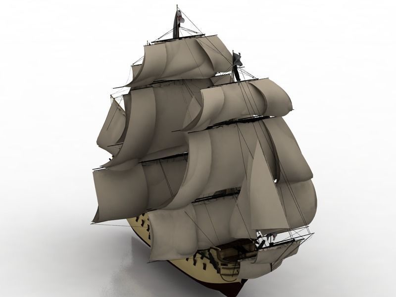 sailing fregatte old ancient 3D model_1