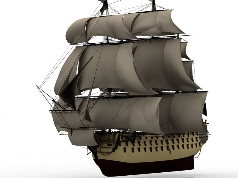 sailing fregatte old ancient 3D model_5