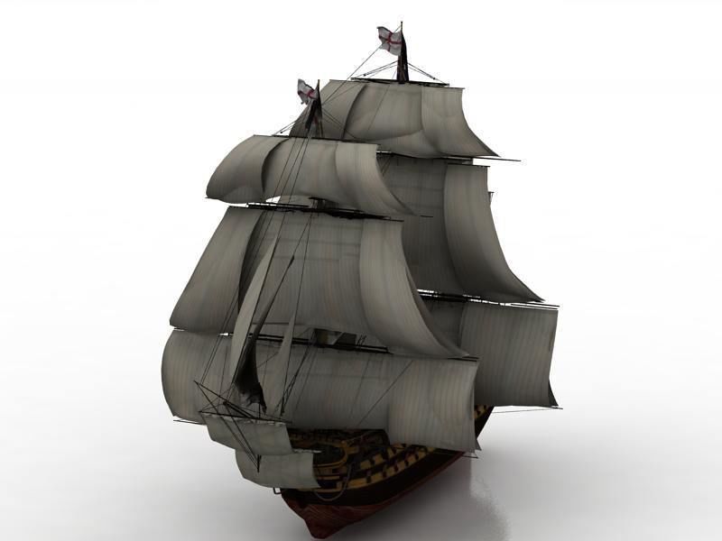 sailing fregatte old ancient 3D model_2