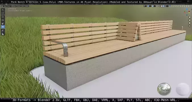 Park Bench -4- Version 5 Low-poly 3D model
