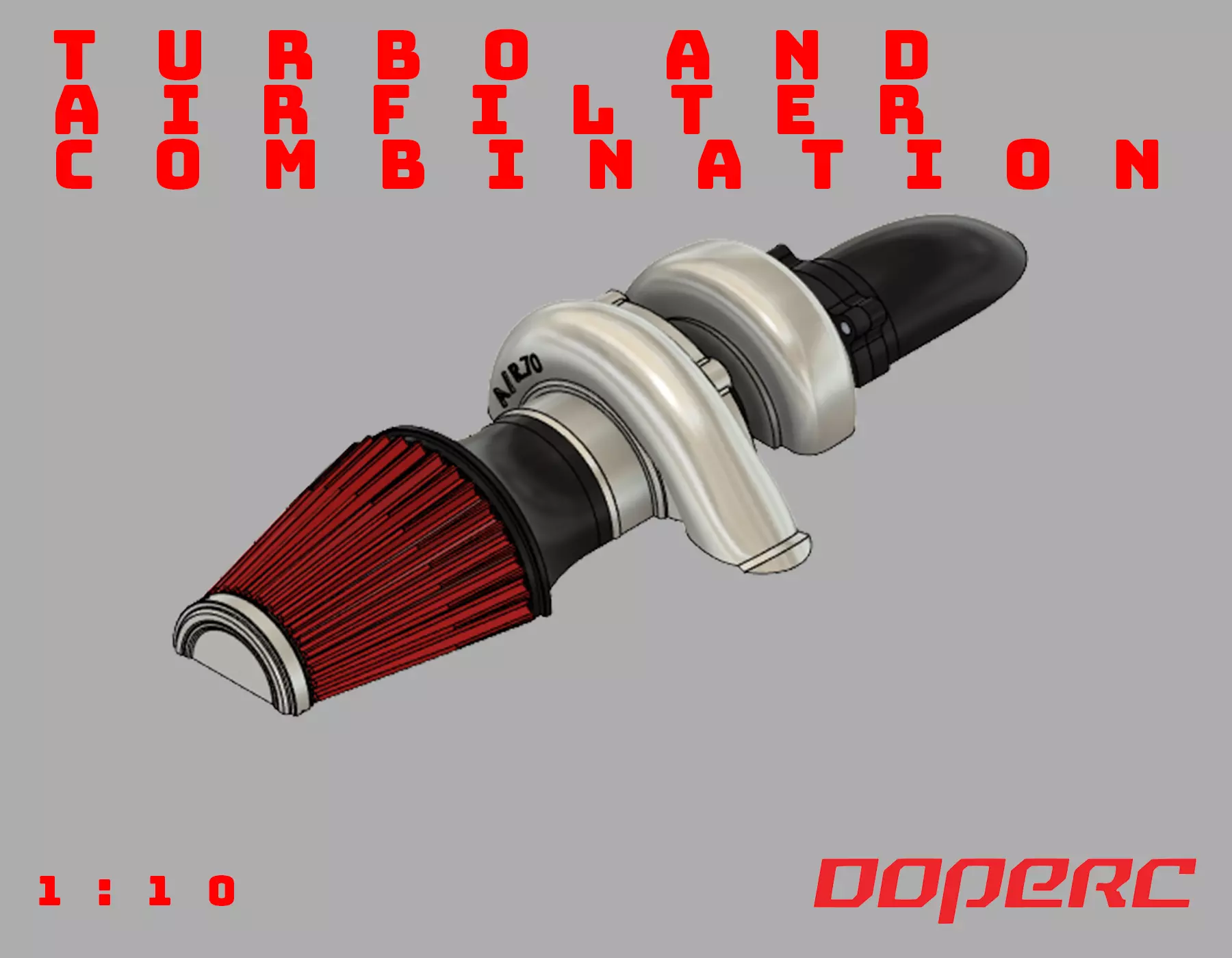 1to10 RC Turbo and Airfilter Combination Half 3D print model_0