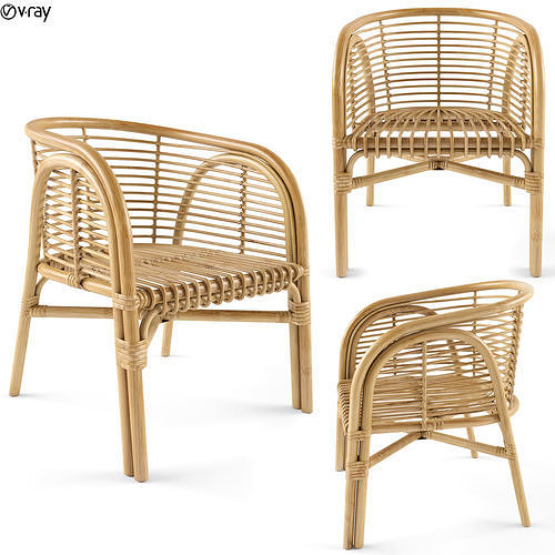 Lombok Rattan Lounge Chair 3D model