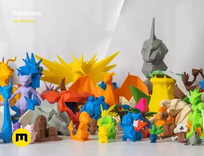 Low Poly Pokemon Collection Generation 1  3D print model