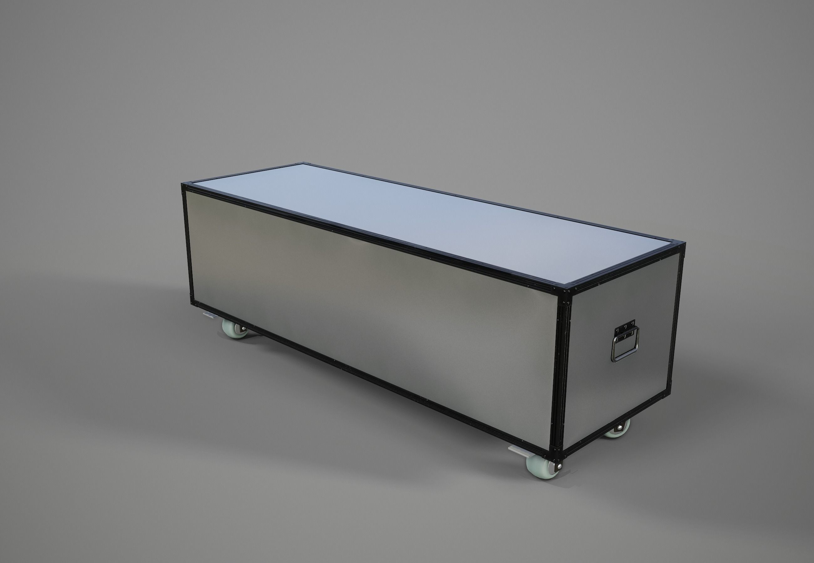 Sideboard PBR Game Ready industrial style tv stand on wheels Low-poly 3D model_6