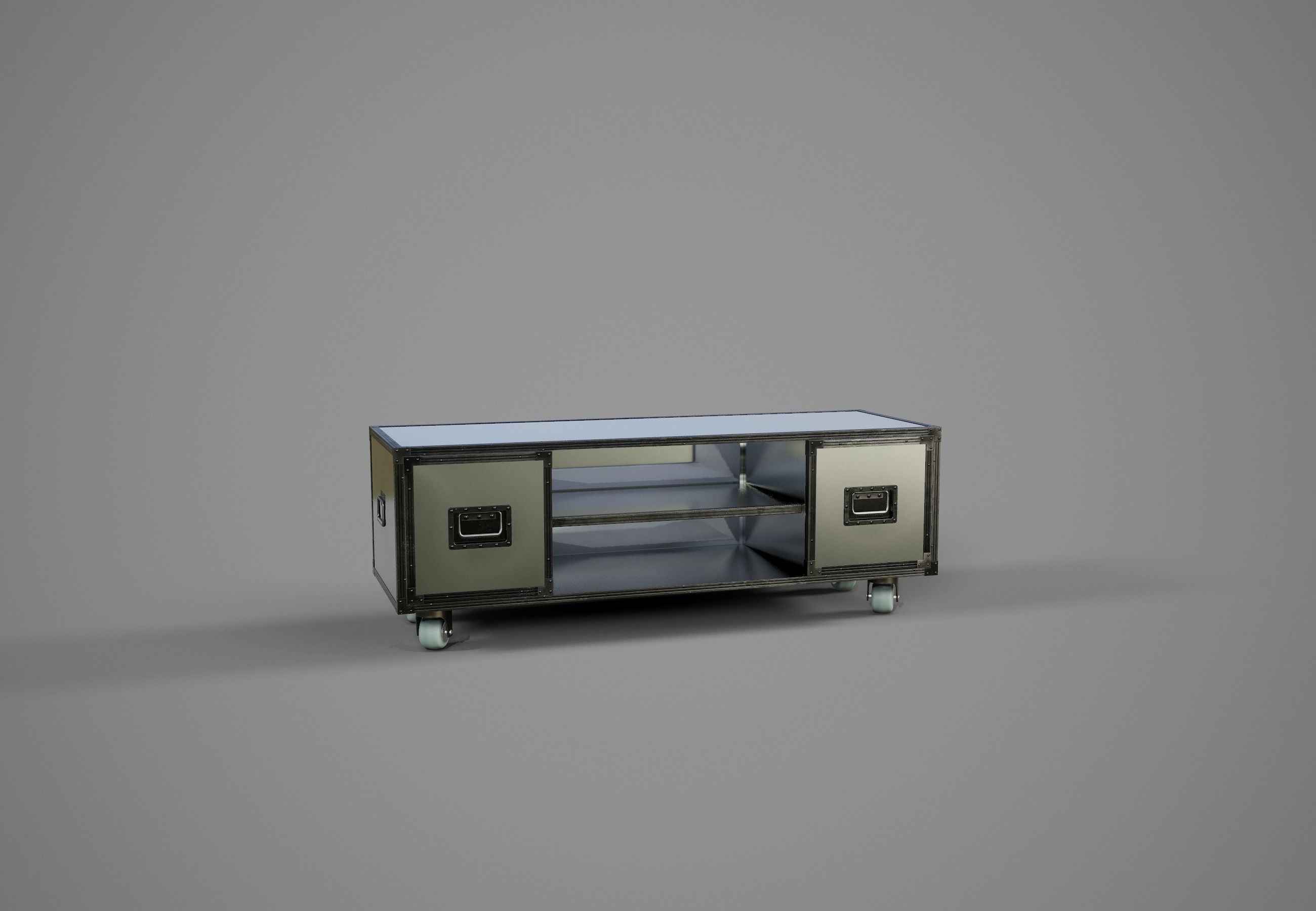 Sideboard PBR Game Ready industrial style tv stand on wheels Low-poly 3D model_7