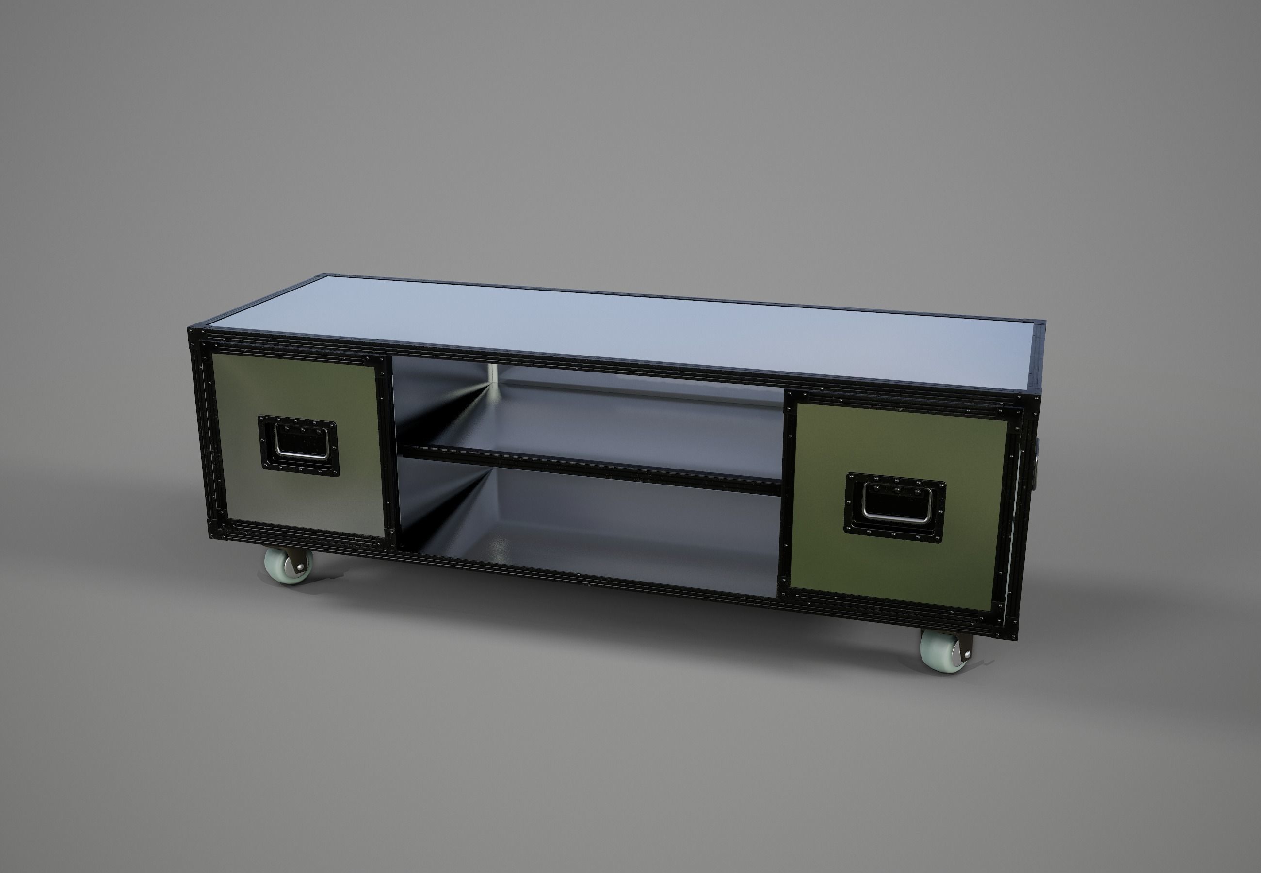 Sideboard PBR Game Ready industrial style tv stand on wheels Low-poly 3D model_3