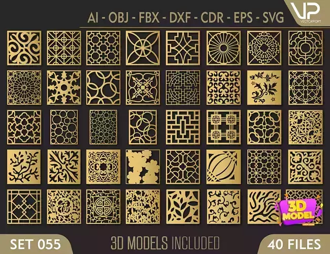 40 3D Decorative wall panels - screen SET 055 3D model