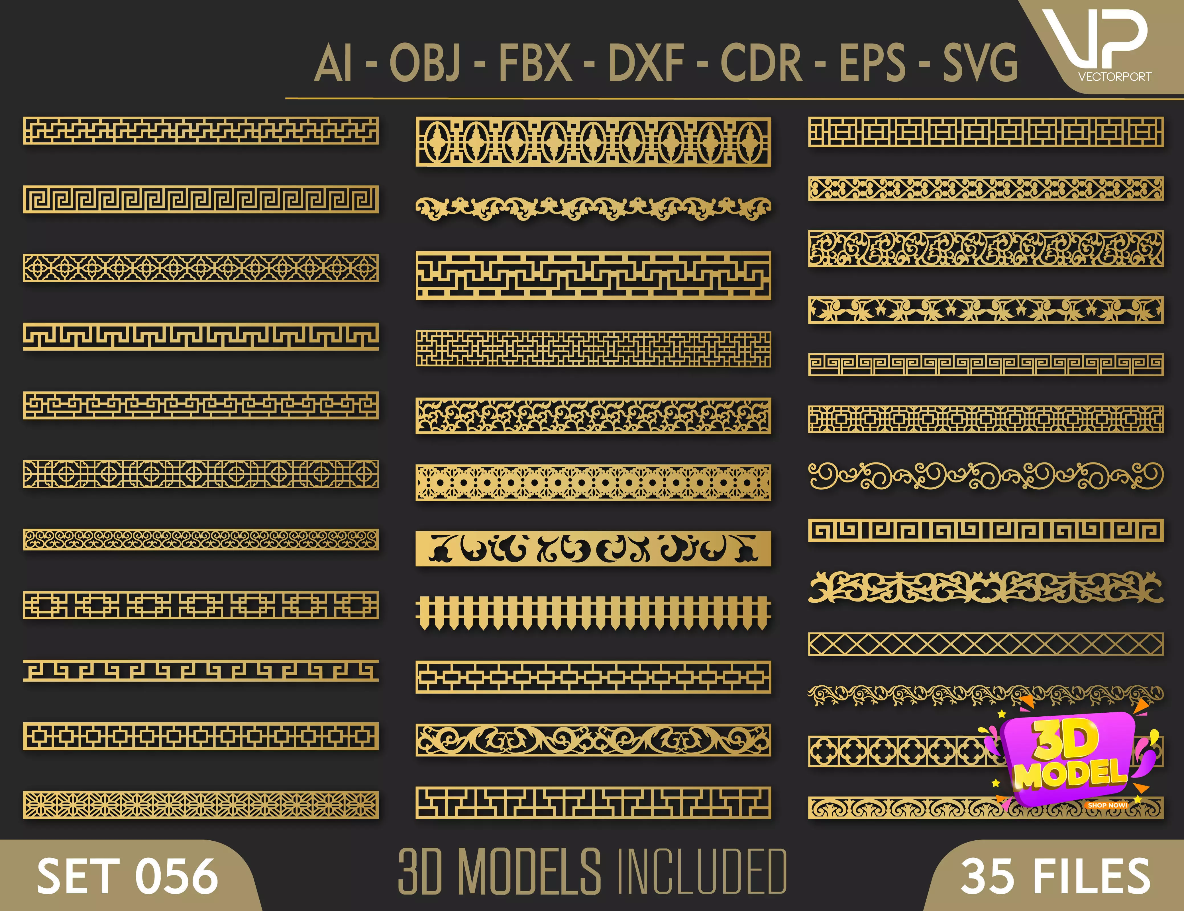 35 3D Decorative wall panels - screen SET 056 3D model_0