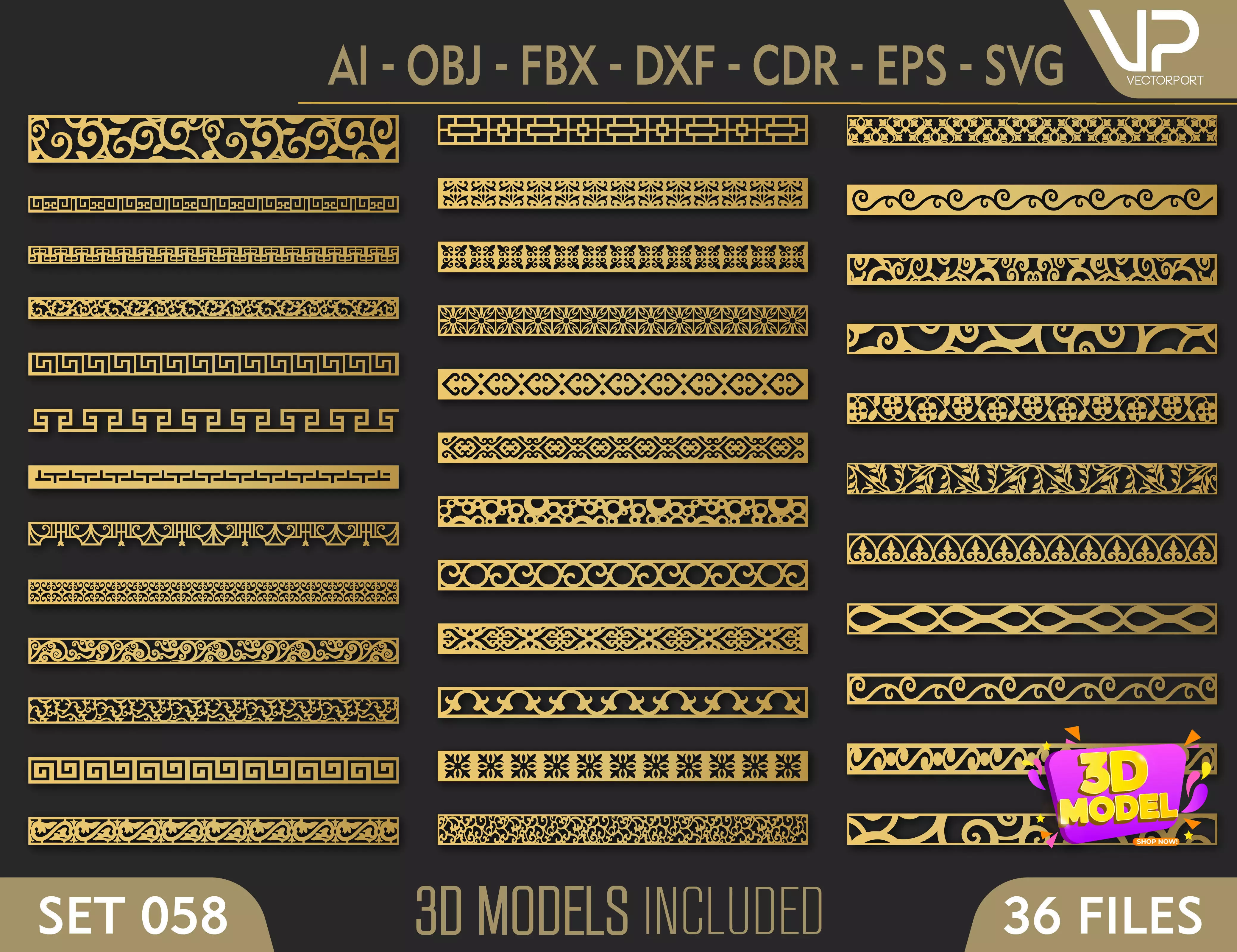 36 3D Decorative wall panels - screen SET 058 3D model_0