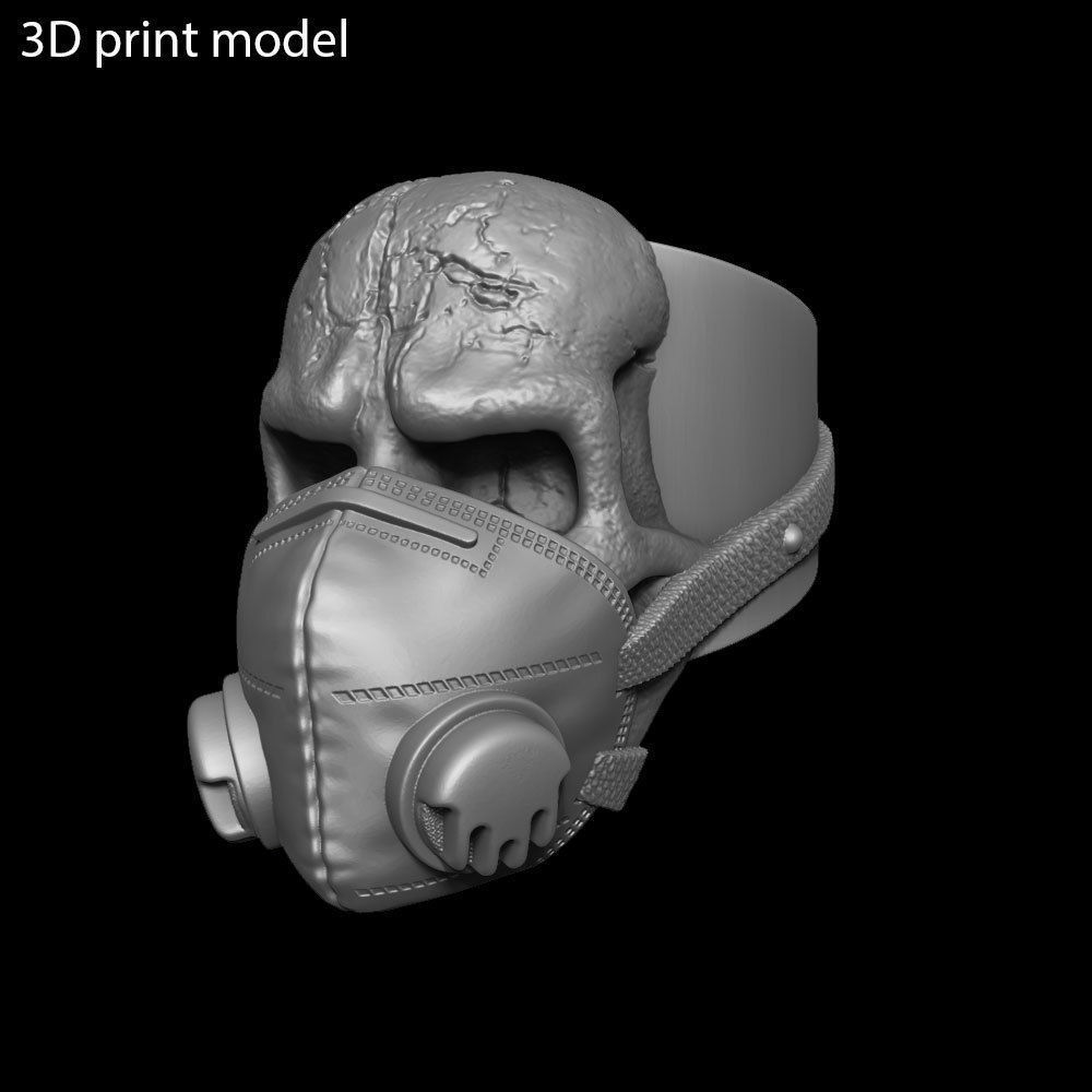 Skull ring jewelry with mask vol2 3D print model_14