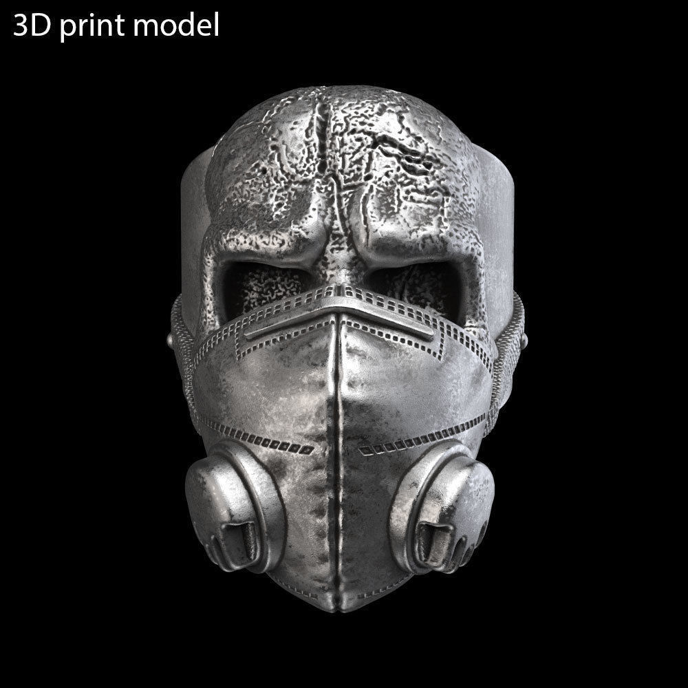 Skull ring jewelry with mask vol2 3D print model_5