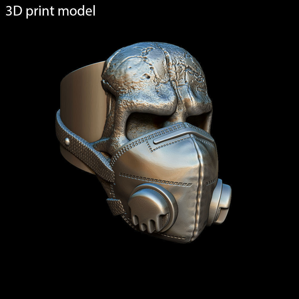 Skull ring jewelry with mask vol2 3D print model_20