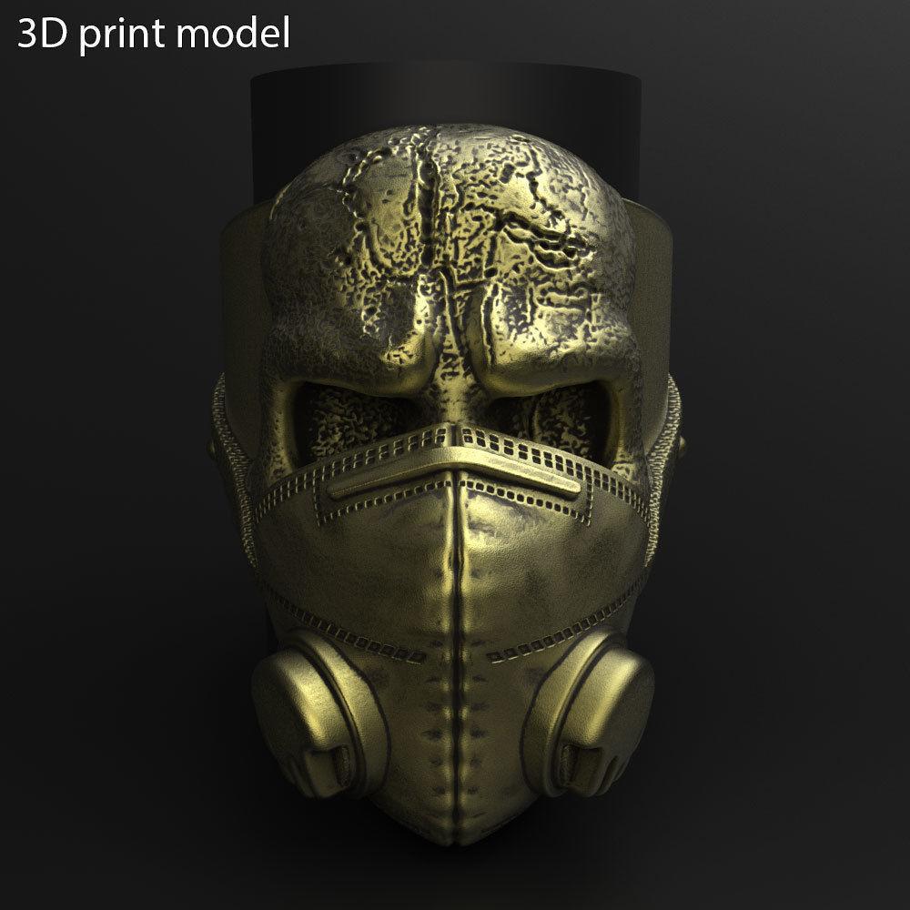 Skull ring jewelry with mask vol2 3D print model_2
