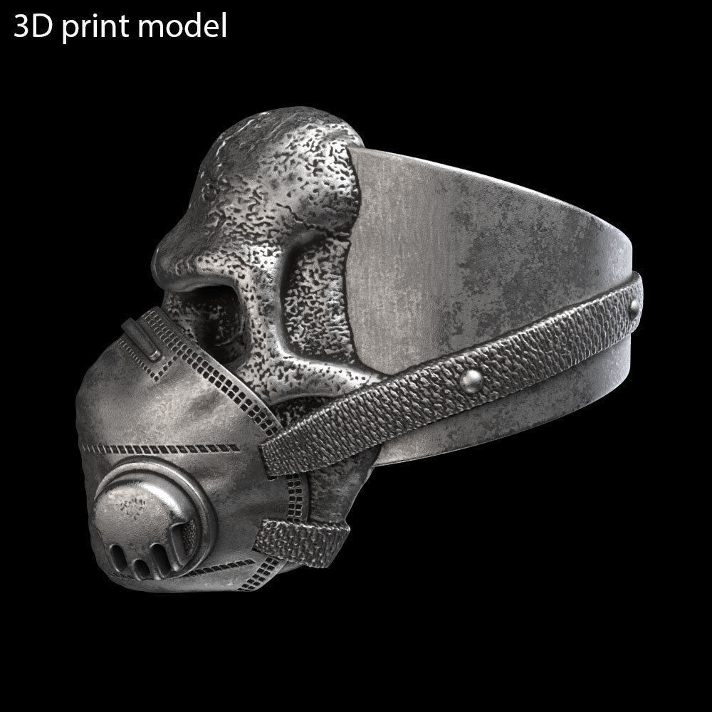 Skull ring jewelry with mask vol2 3D print model_7