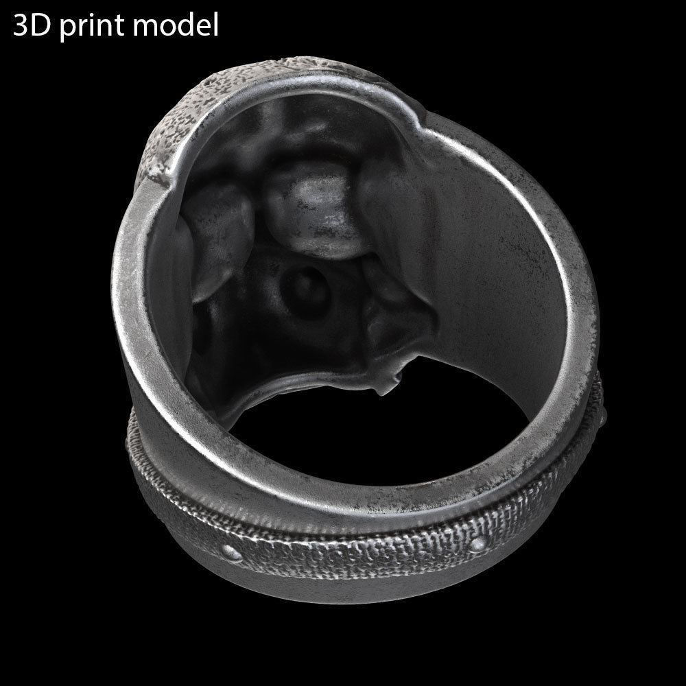 Skull ring jewelry with mask vol2 3D print model_9