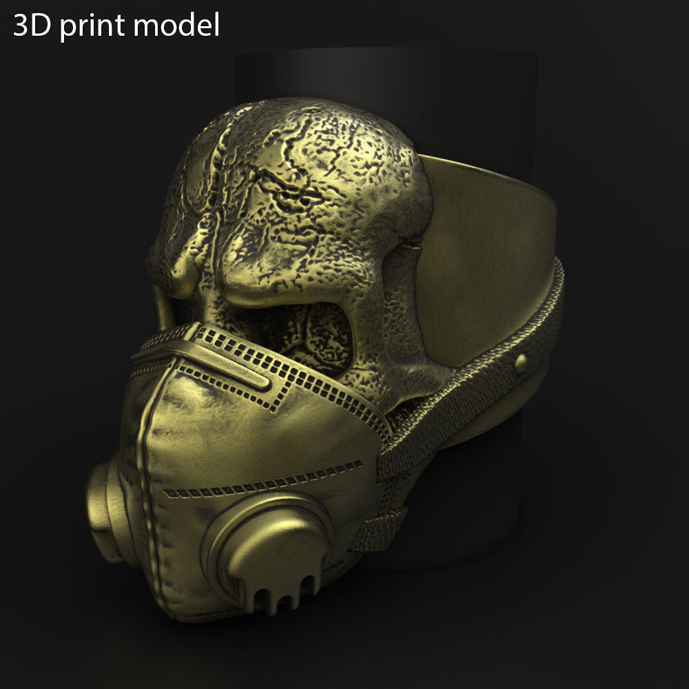 Skull ring jewelry with mask vol2 3D print model_4
