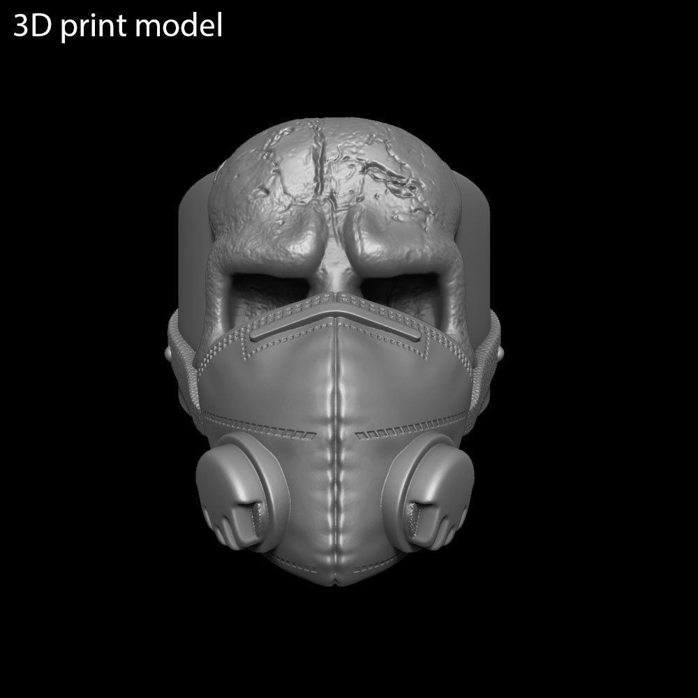 Skull ring jewelry with mask vol2 3D print model_13