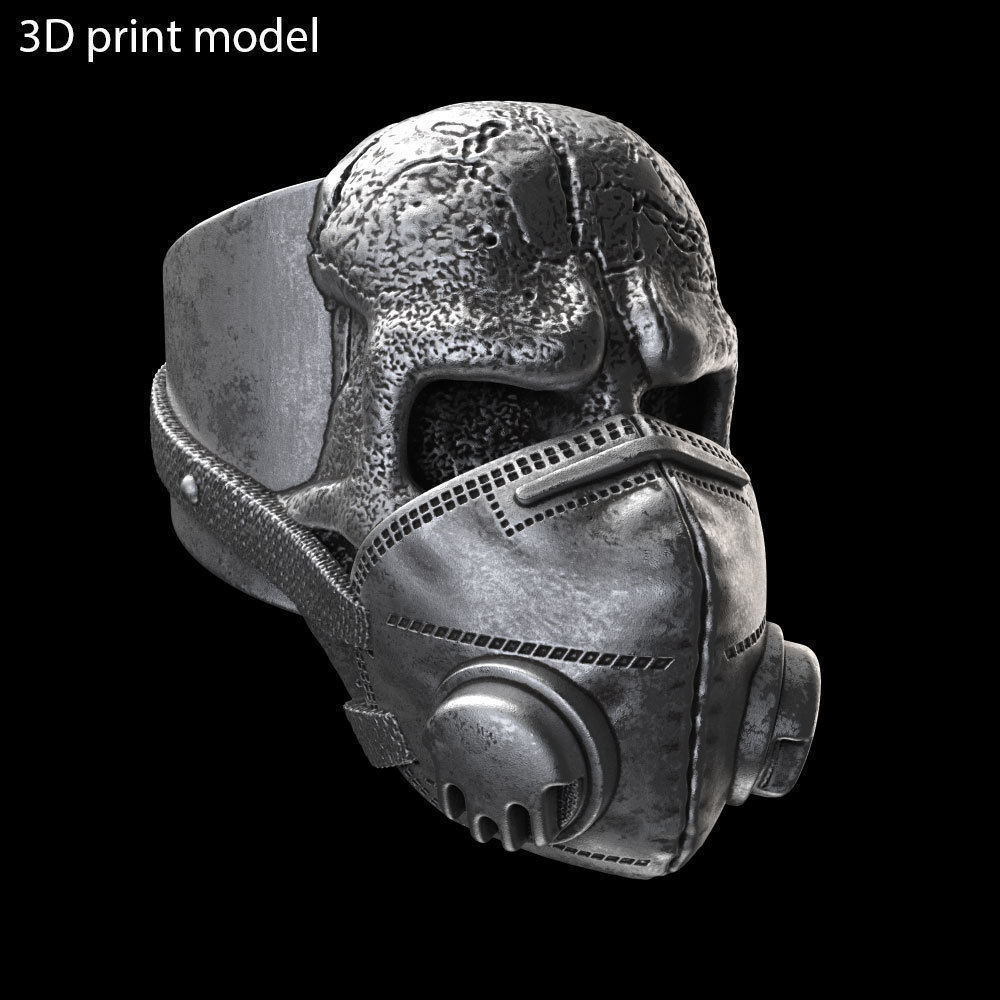 Skull ring jewelry with mask vol2 3D print model_10