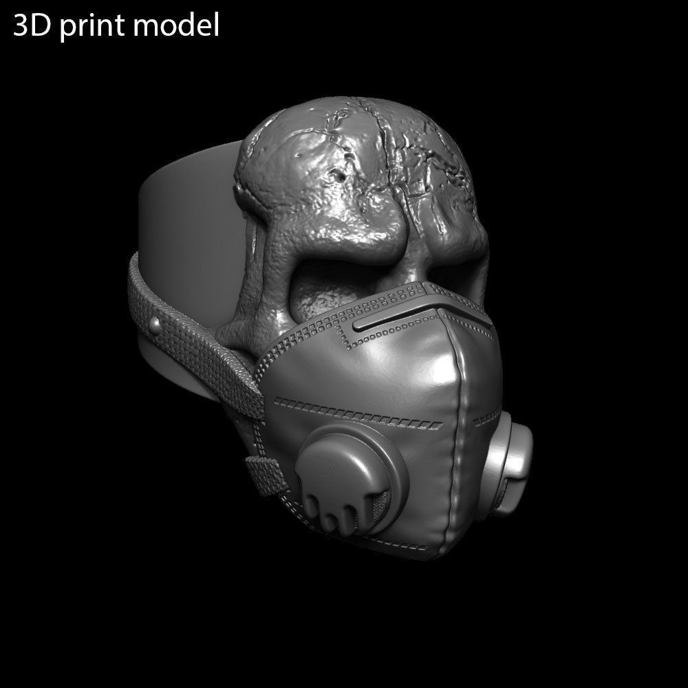 Skull ring jewelry with mask vol2 3D print model_22