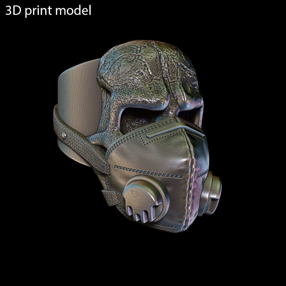 Skull ring jewelry with mask vol2 3D print model_21