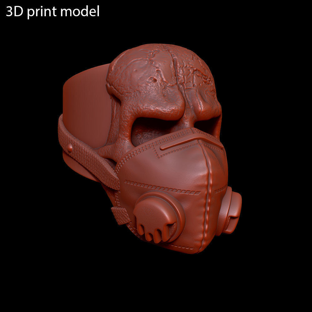 Skull ring jewelry with mask vol2 3D print model_23
