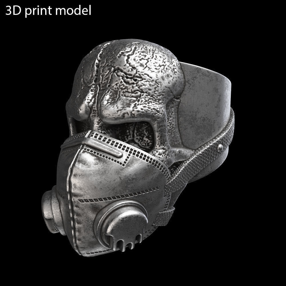 Skull ring jewelry with mask vol2 3D print model_6