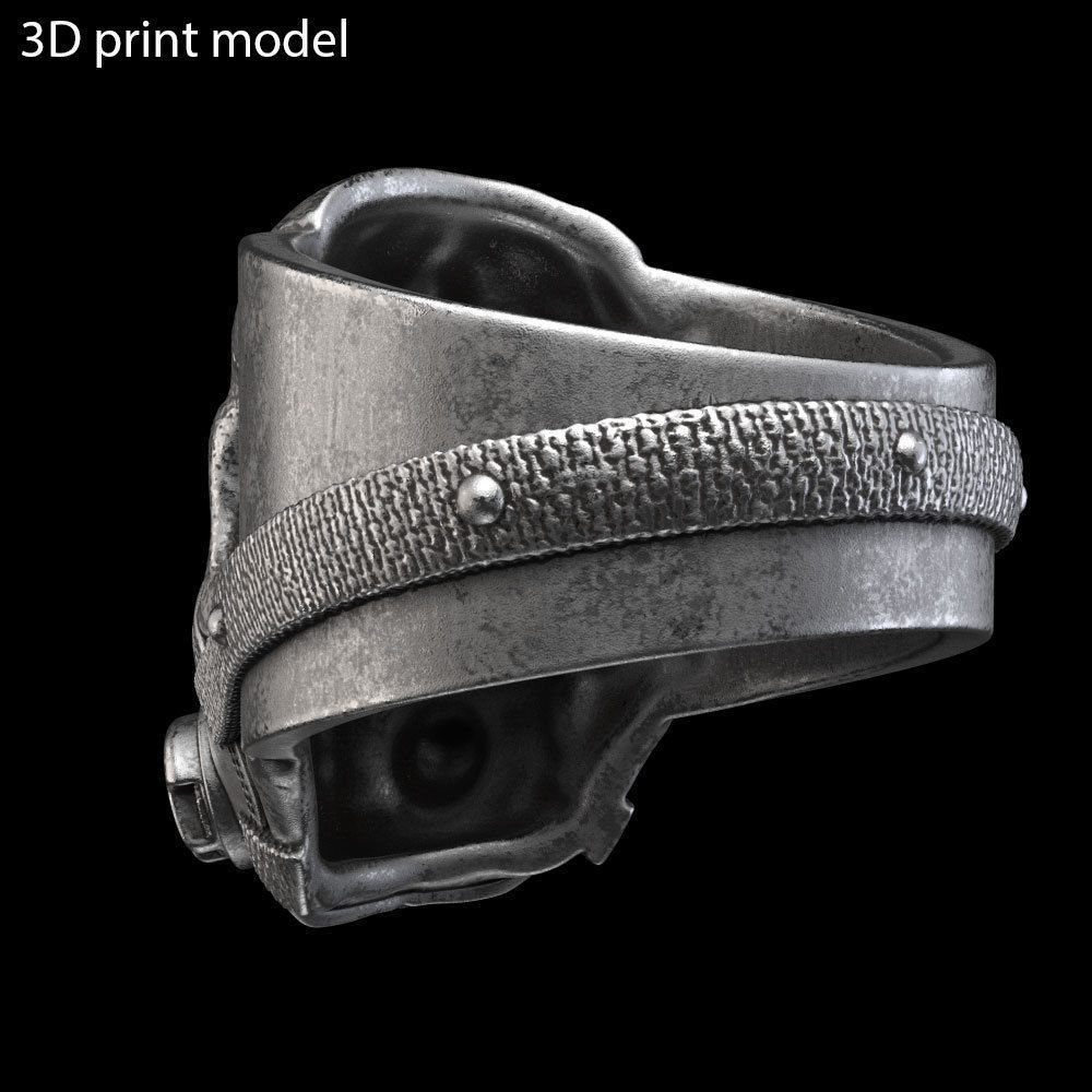Skull ring jewelry with mask vol2 3D print model_8