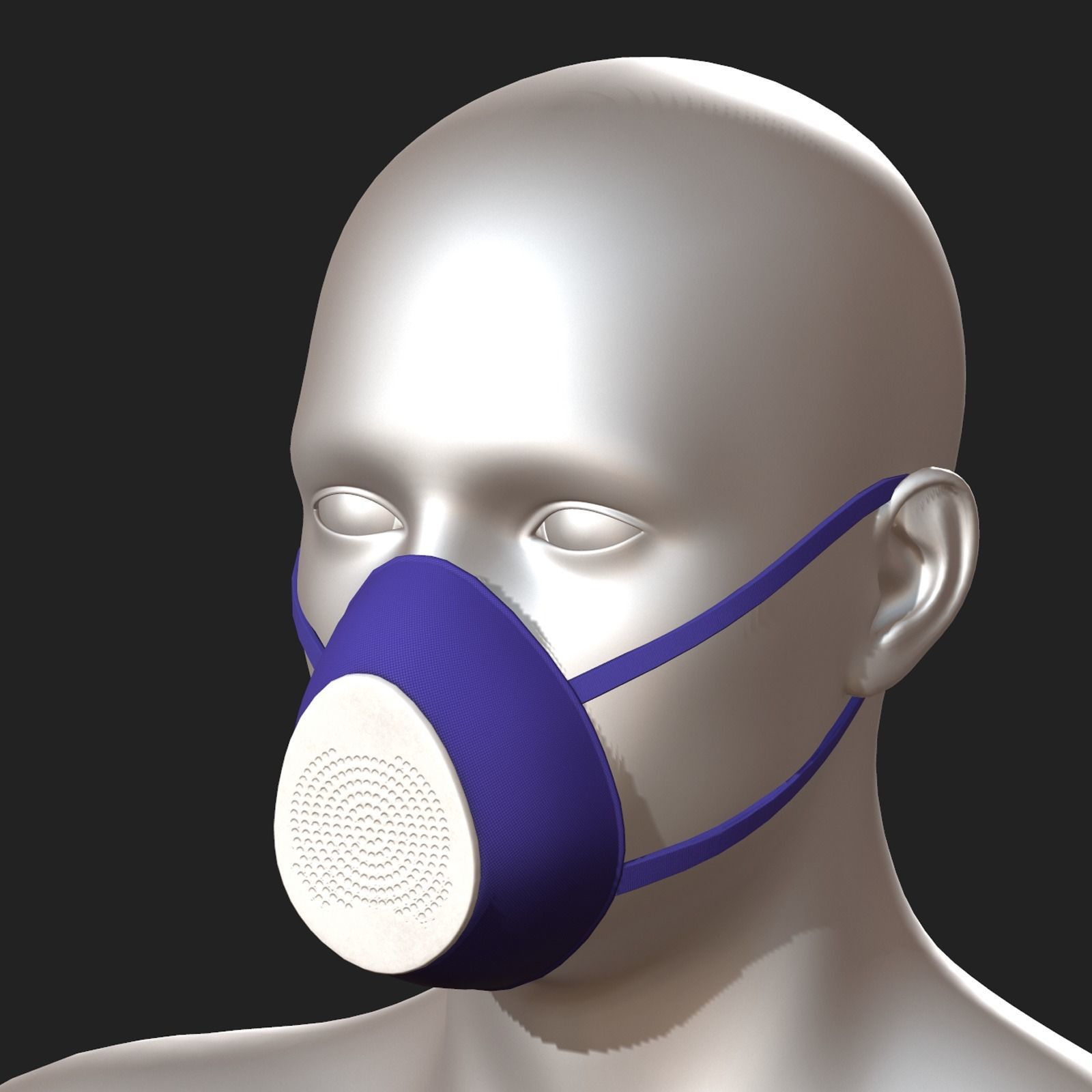 Gas mask respirator military combat protection  Low-poly 3D model_4