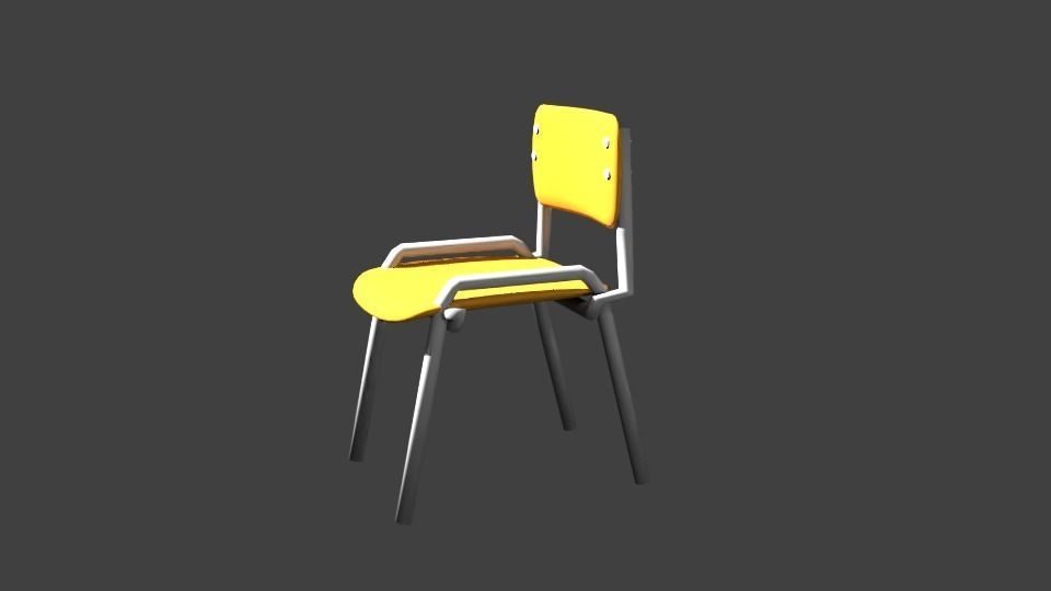 School Chair Low-poly 3D model_13