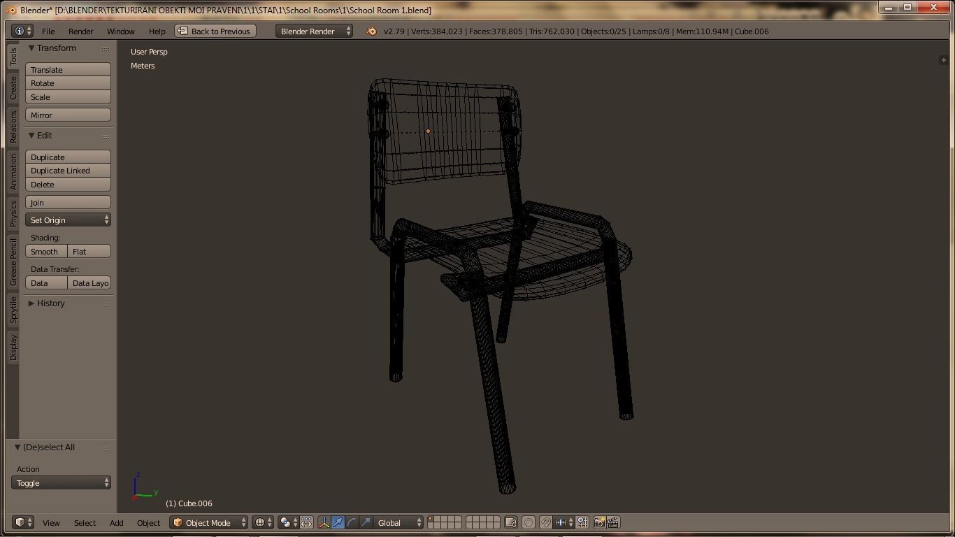 School Chair Low-poly 3D model_4