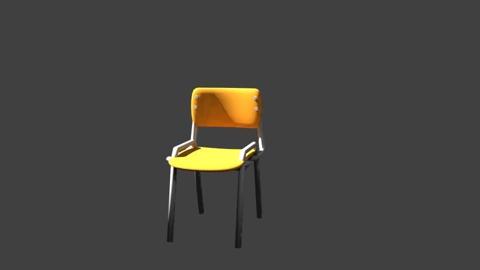 School Chair Low-poly 3D model_10