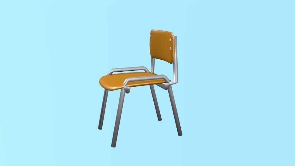School Chair Low-poly 3D model_14