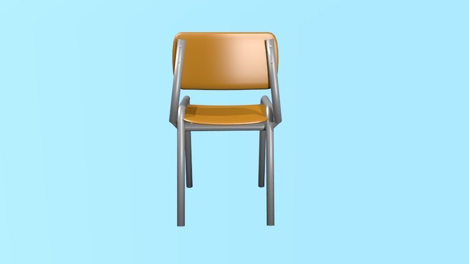 School Chair Low-poly 3D model_16