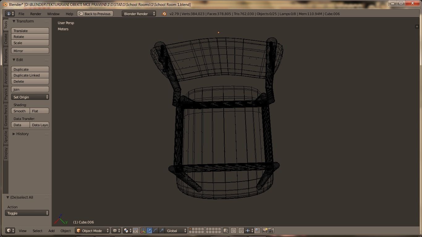 School Chair Low-poly 3D model_5