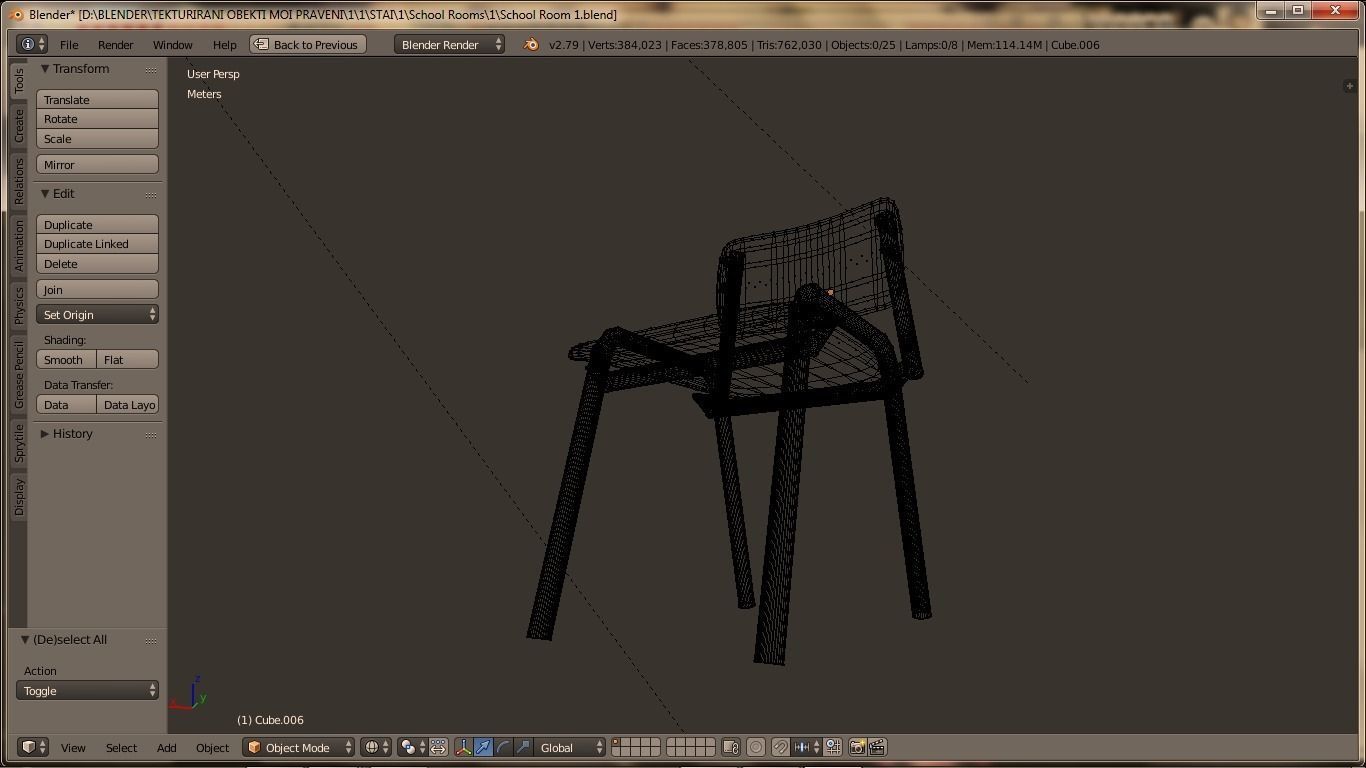 School Chair Low-poly 3D model_6