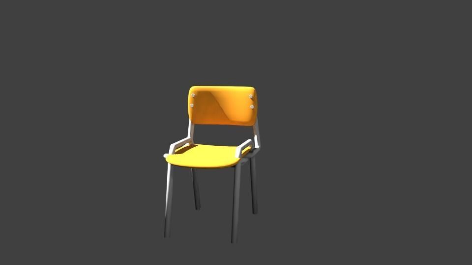 School Chair Low-poly 3D model_11