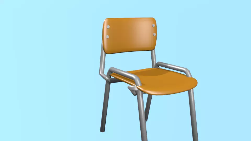 School Chair Low-poly 3D model_0
